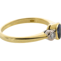 Sapphire and diamond three stone ring-engagement rings-The Antique Ring Shop