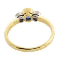 Sapphire and diamond three stone ring-engagement rings-The Antique Ring Shop