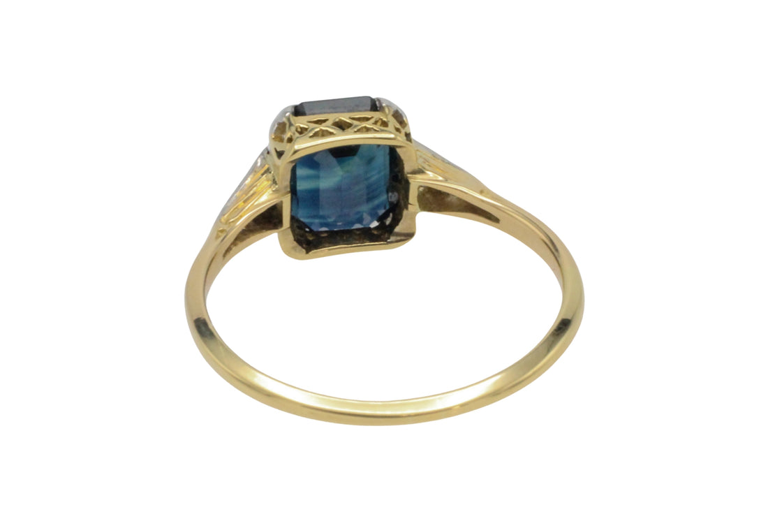 Vintage 18 carat gold sapphire and diamond ring-Vintage Rings-The Antique Ring Shop