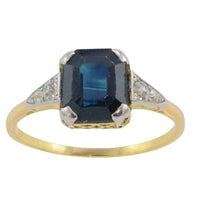 Vintage 18 carat gold sapphire and diamond ring-Vintage Rings-The Antique Ring Shop