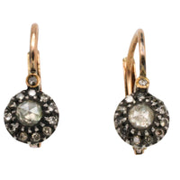 Rose and single cut diamond pendant earrings-The Antique Ring Shop