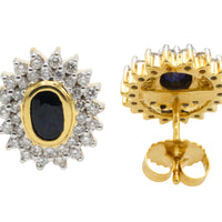 18 carat gold sapphire and diamond studs-Earrings-The Antique Ring Shop