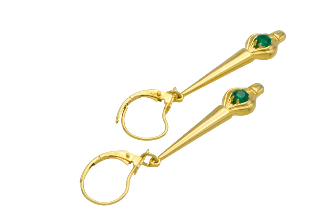 Emerald pendant earrings-Earrings-The Antique Ring Shop