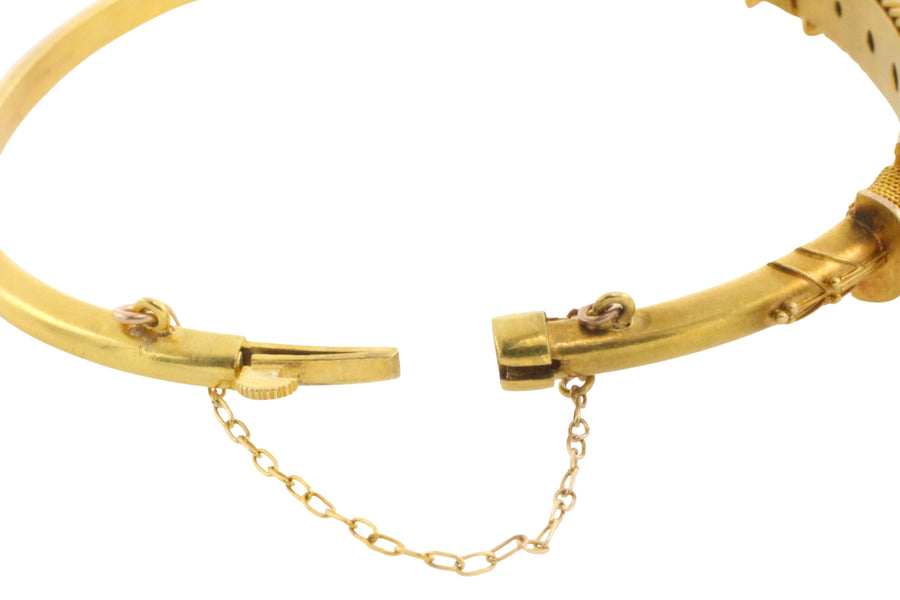 Edwardian hinged bracelet with old cut diamonds