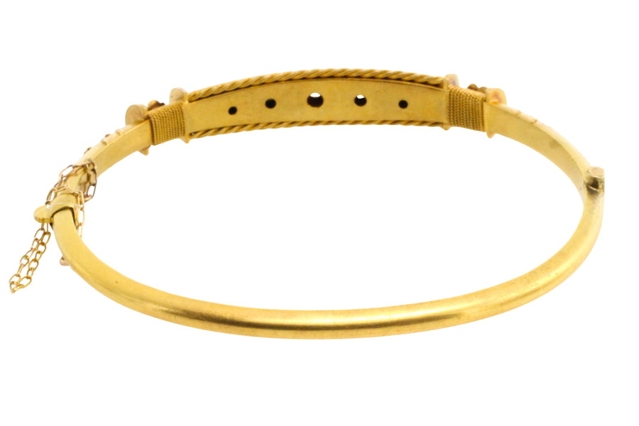 Edwardian hinged bracelet with old cut diamonds