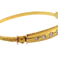 Edwardian hinged bracelet with old cut diamonds
