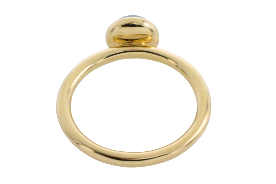 Cabochon blue topaz ring in 14 carat gold-engagement rings-The Antique Ring Shop