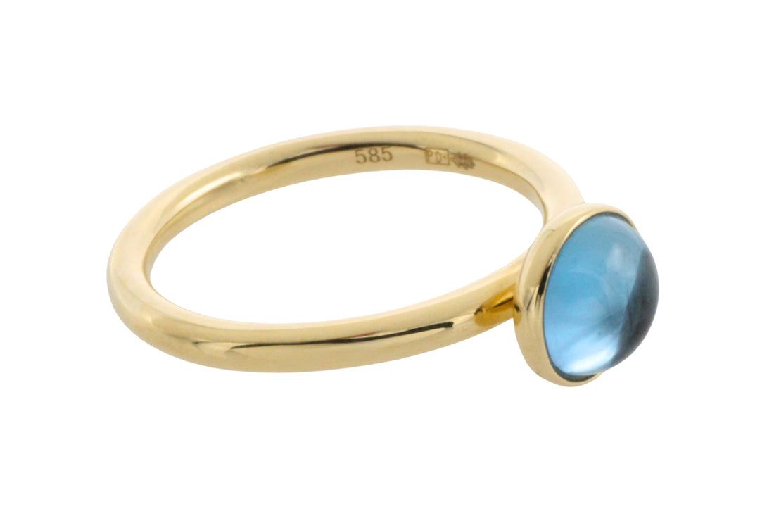 Cabochon blue topaz ring in 14 carat gold-engagement rings-The Antique Ring Shop