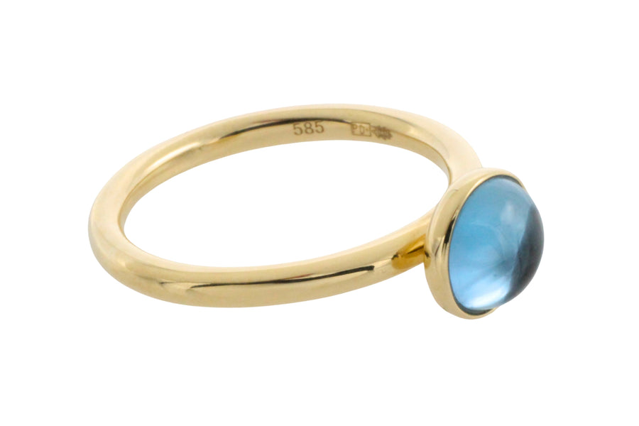 Cabochon blue topaz ring in 14 carat gold-engagement rings-The Antique Ring Shop