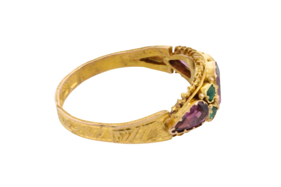 Victorian garnet and emerald ring from 1872-Antique rings-The Antique Ring Shop