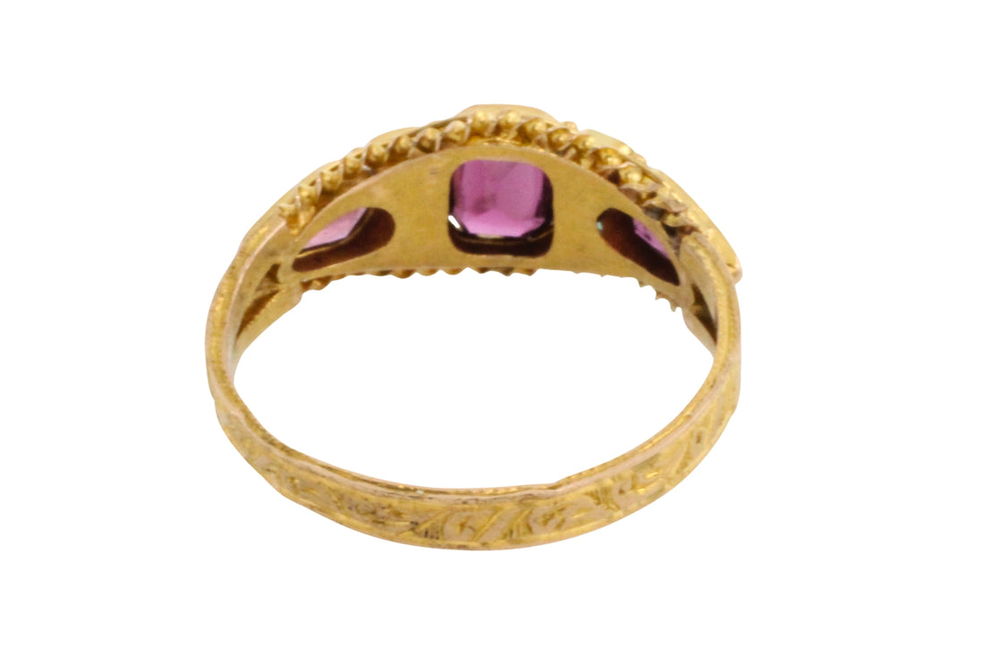 Victorian garnet and emerald ring from 1872-Antique rings-The Antique Ring Shop