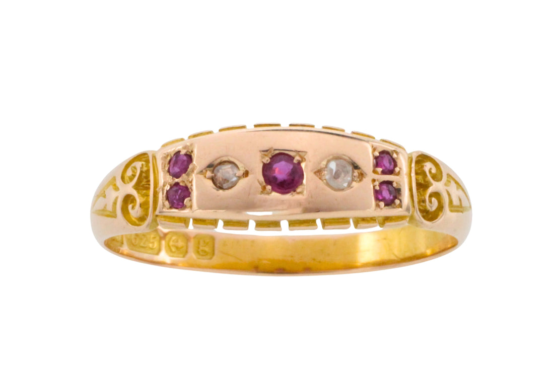 Edwardian ruby and rose diamond ring from 1906-Antique rings-The Antique Ring Shop