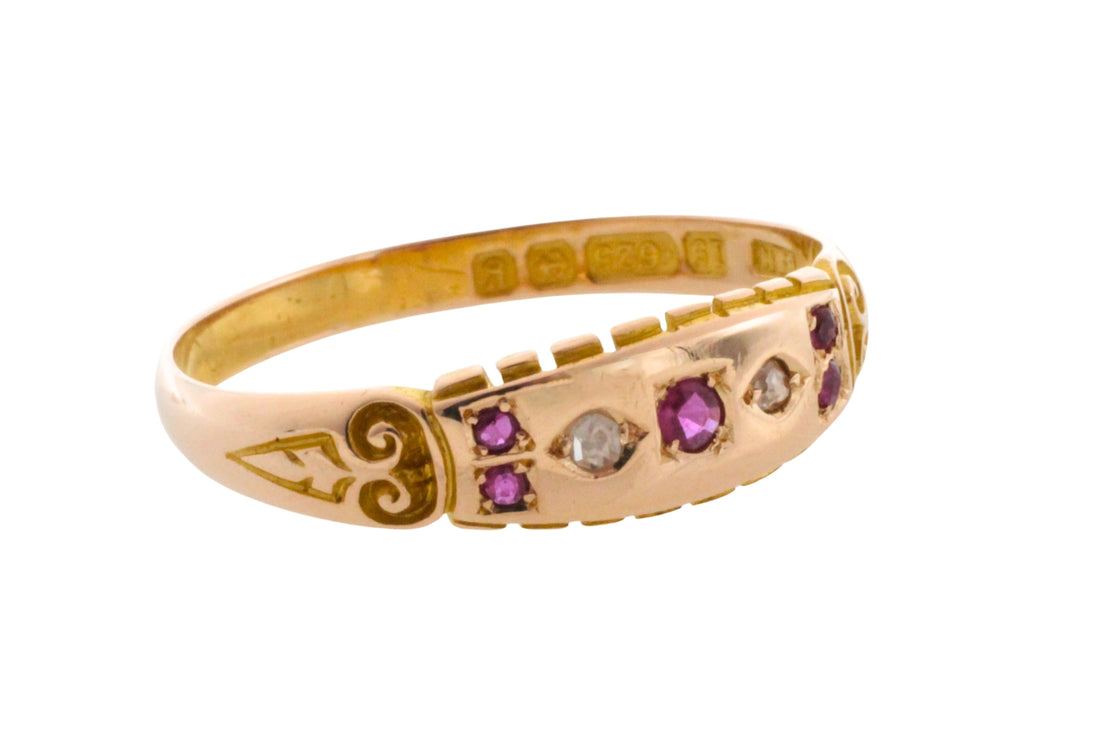 Edwardian ruby and rose diamond ring from 1906-Antique rings-The Antique Ring Shop