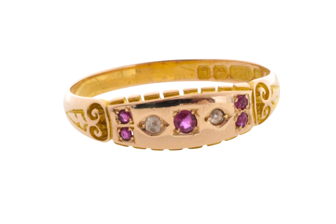 Edwardian ruby and rose diamond ring from 1906-Antique rings-The Antique Ring Shop