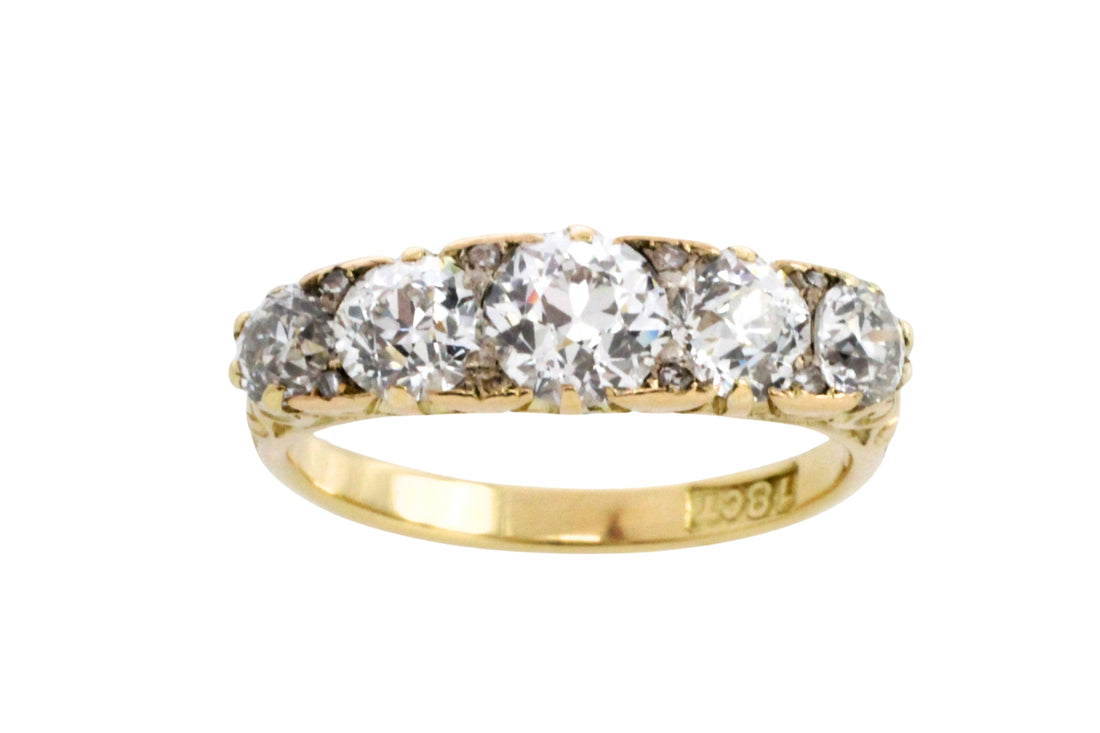 Victorian five stone old European cut diamond ring
