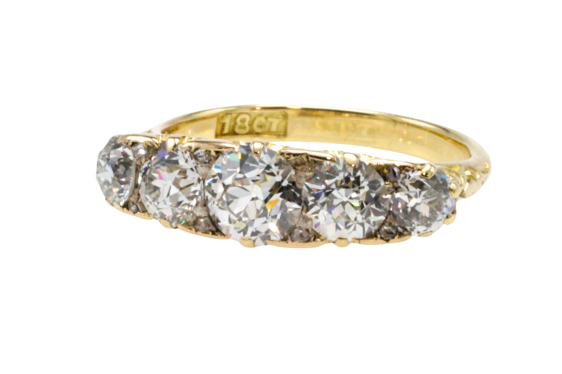 Victorian five stone old European cut diamond ring
