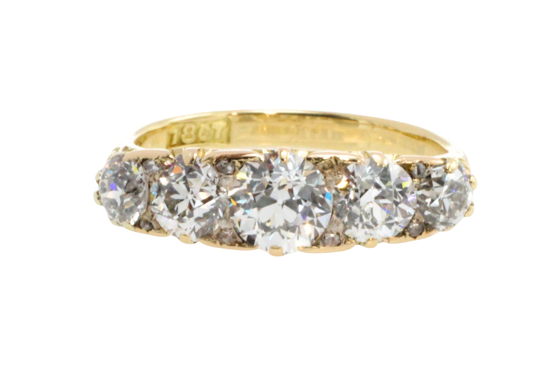 Victorian five stone old European cut diamond ring