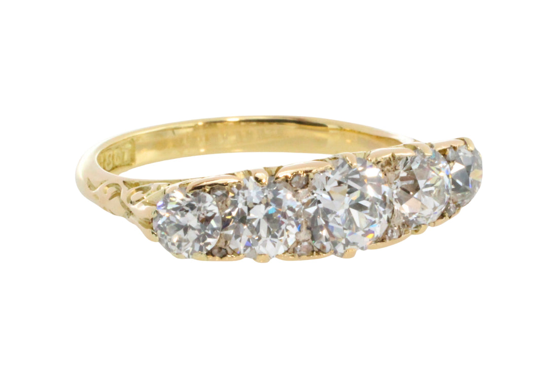 Victorian five stone old European cut diamond ring