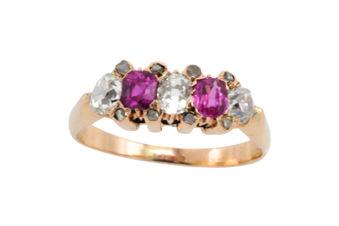 Antique ruby and old cut diamond ring-Antique rings-The Antique Ring Shop