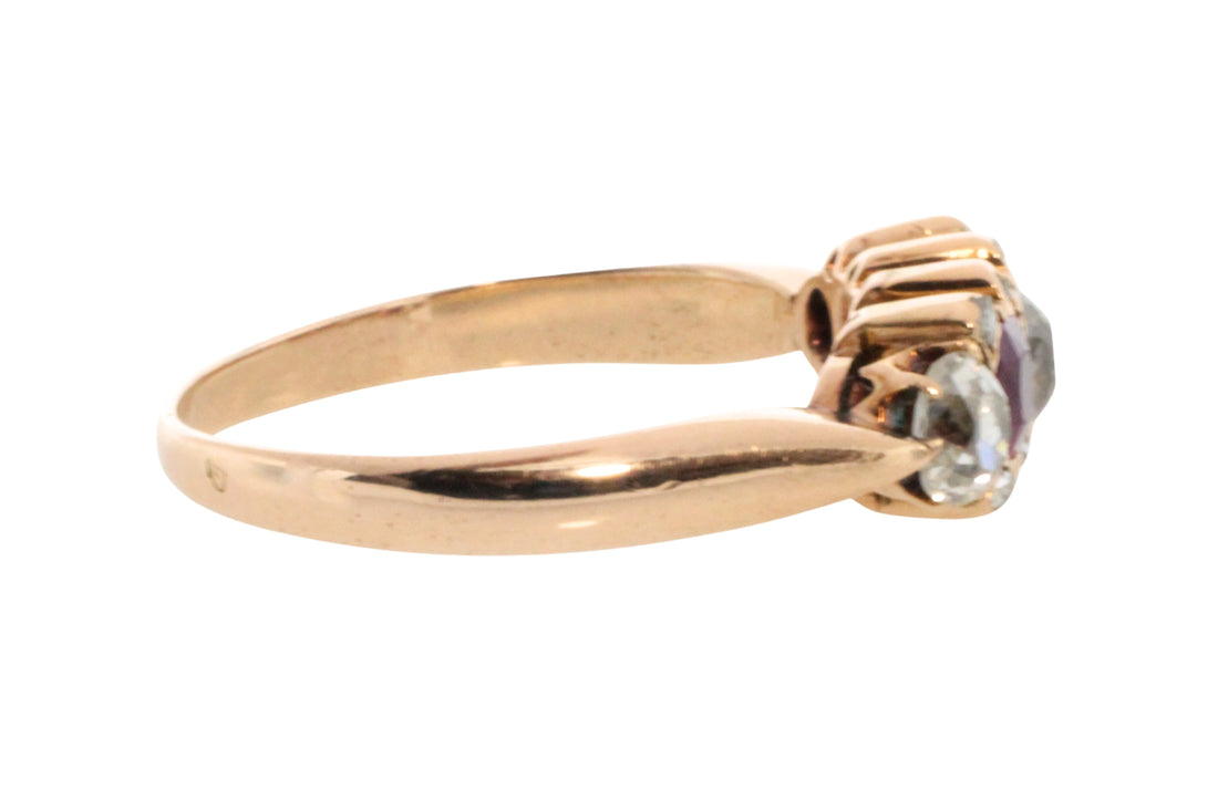 Antique ruby and old cut diamond ring-Antique rings-The Antique Ring Shop