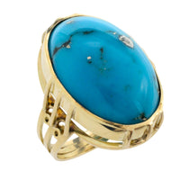 Cabochon turquoise ring in 14 carat gold