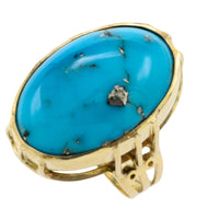 Cabochon turquoise ring in 14 carat gold