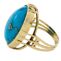 Cabochon turquoise ring in 14 carat gold