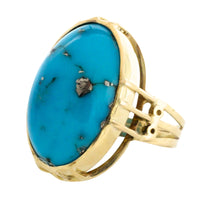 Cabochon turquoise ring in 14 carat gold