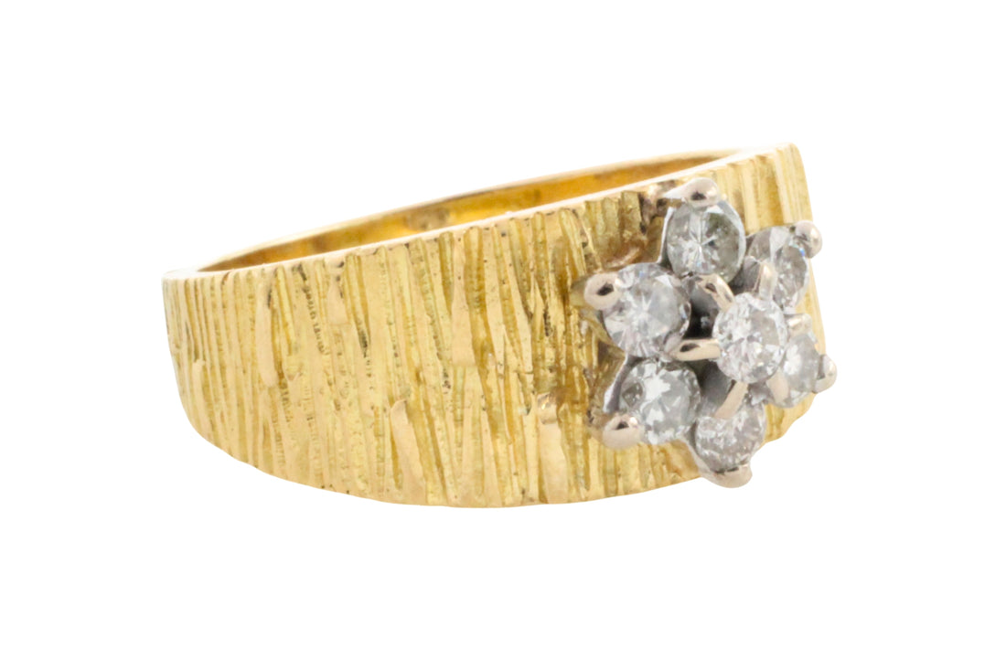 Vintage bark testured diamond ring-Vintage Rings-The Antique Ring Shop