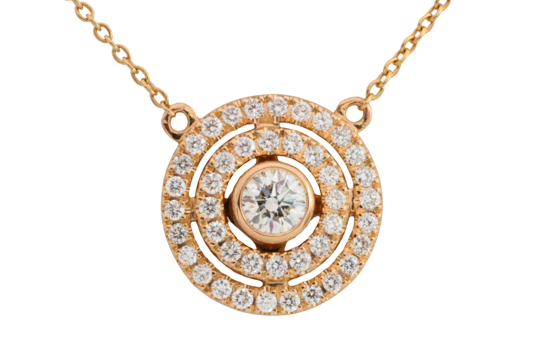Diamond pendant and chain in 18 carat gold-Pendants-The Antique Ring Shop