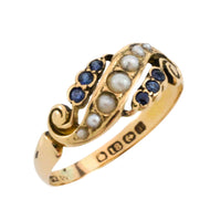 Edwardian sapphire and pearl ring from 1908-Antique rings-The Antique Ring Shop