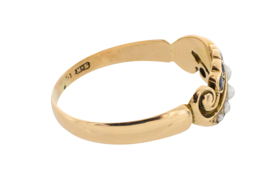 Edwardian sapphire and pearl ring from 1908-Antique rings-The Antique Ring Shop