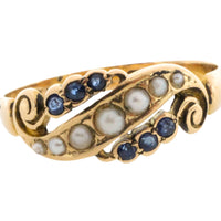 Edwardian sapphire and pearl ring from 1908-Antique rings-The Antique Ring Shop