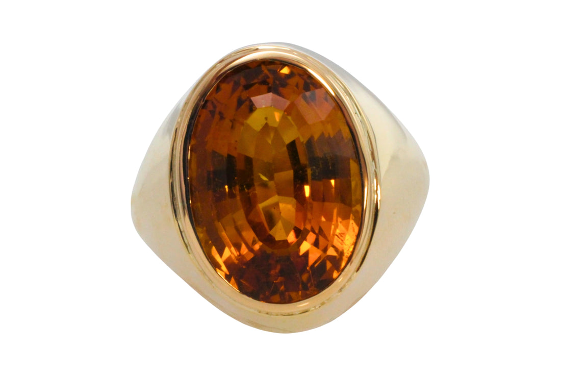 Oval Citrine ring in 14 carat gold-gents rings-The Antique Ring Shop
