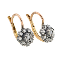 Vintage rose diamond earrings in silver and gold-Earrings-The Antique Ring Shop