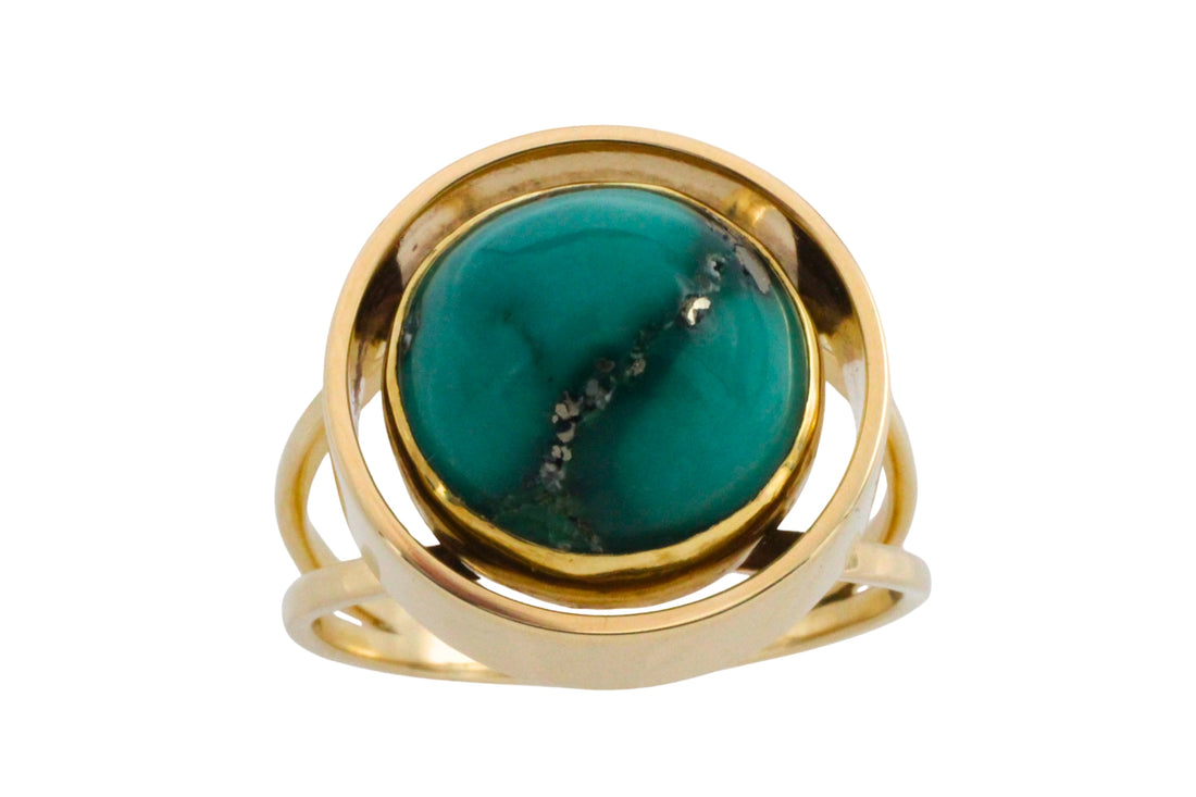 Turquoise ring in 14 carat gold-Vintage Rings-The Antique Ring Shop