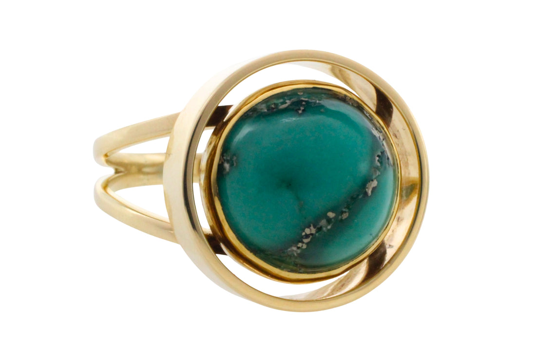 Turquoise ring in 14 carat gold-Vintage Rings-The Antique Ring Shop
