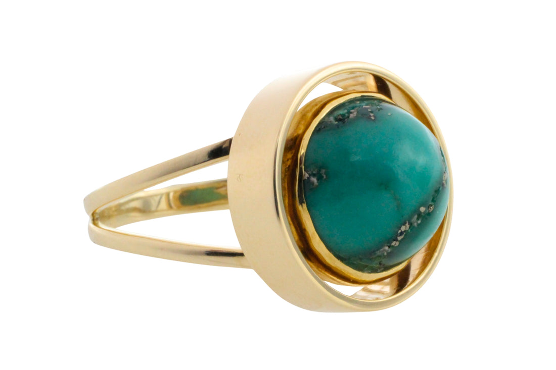 Turquoise ring in 14 carat gold-Vintage Rings-The Antique Ring Shop