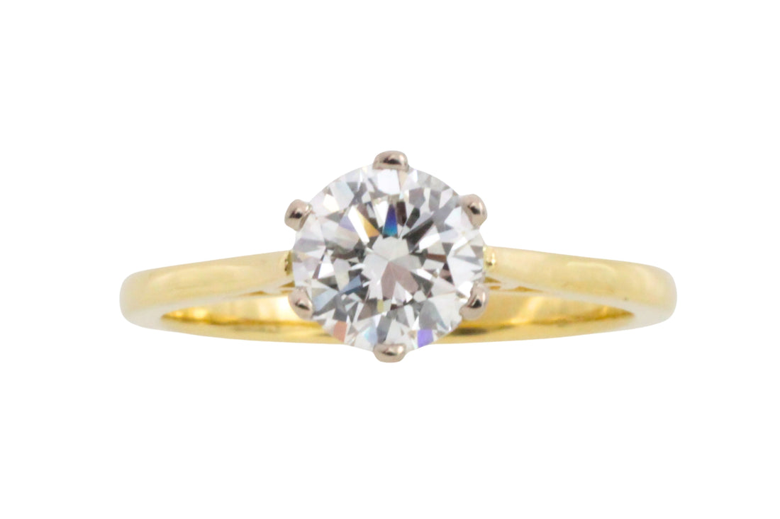 One carat diamond solitaire ring in 18 carat gold-engagement rings-The Antique Ring Shop