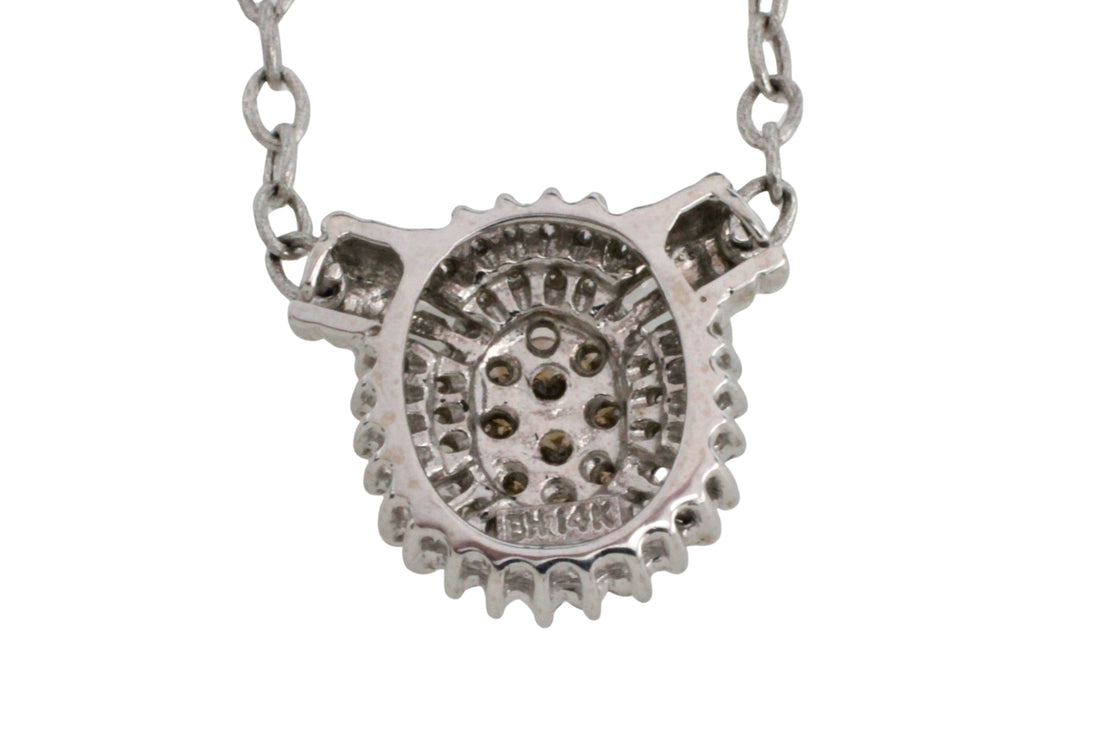 Light brown and clear diamond pendant in white gold