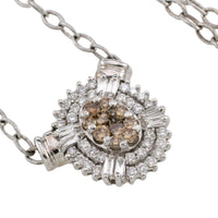 Light brown and clear diamond pendant in white gold