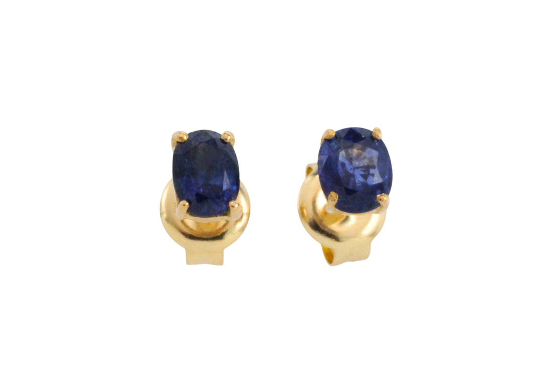 Sapphire studs in 18 carat gold-Earrings-The Antique Ring Shop