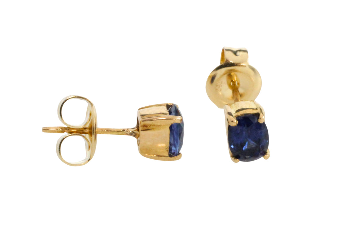 Sapphire studs in 18 carat gold-Earrings-The Antique Ring Shop