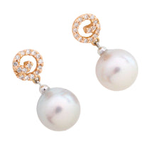 Pearl and diamond earrings-Earrings-The Antique Ring Shop