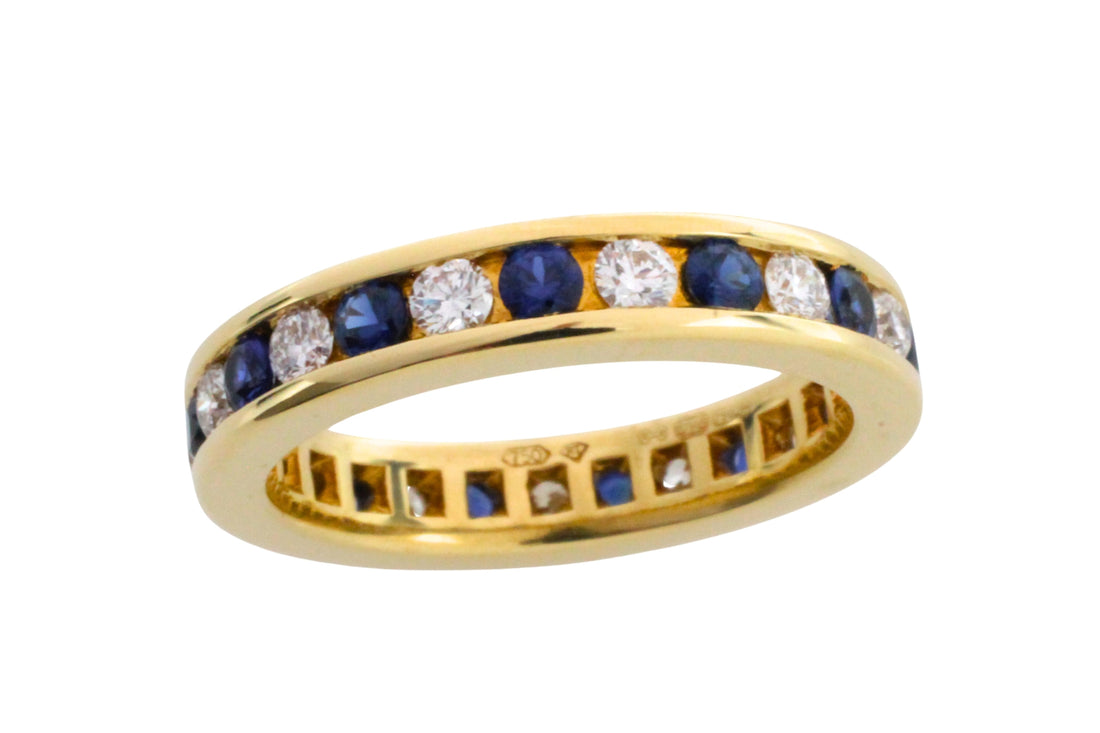 Sapphire and diamond eternity band in 18 carat gold-Vintage Rings-The Antique Ring Shop