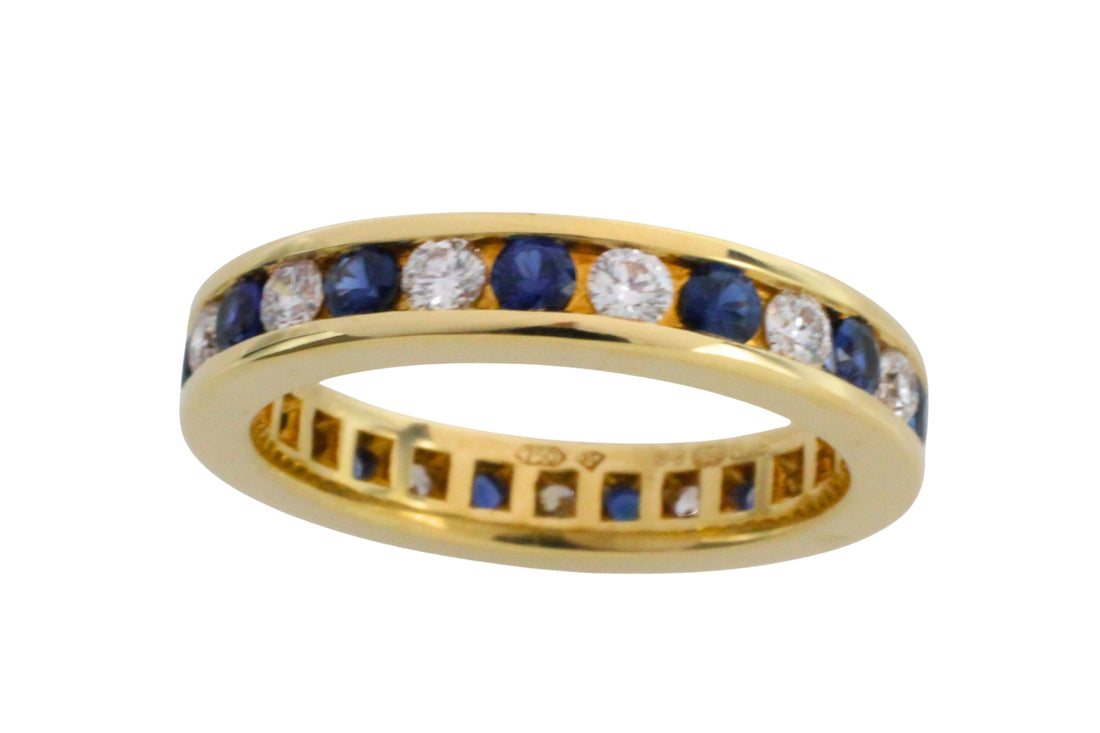 Sapphire and diamond eternity band in 18 carat gold-Vintage Rings-The Antique Ring Shop
