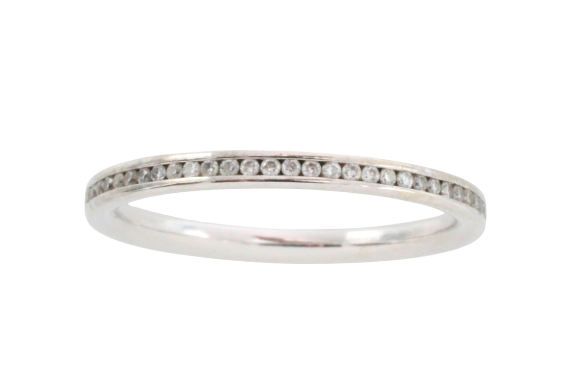 18 carat gold half eternity band with diamonds-wedding rings-The Antique Ring Shop