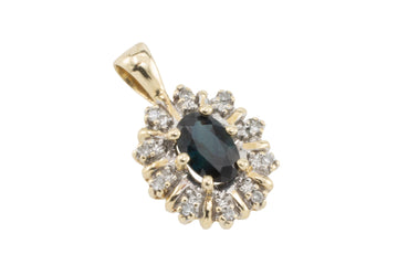 Sapphire and diamond pendant in 14 carat gold