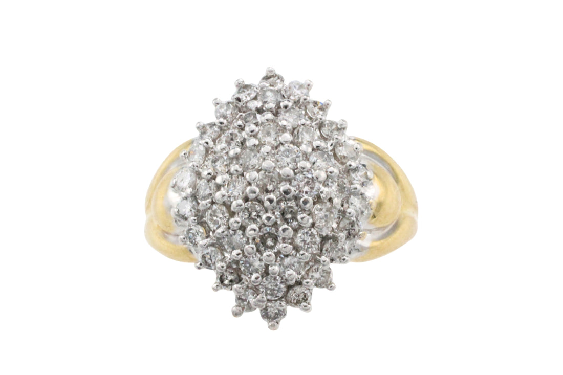 Diamond navette cluster ring in 18 carat gold-Vintage Rings-The Antique Ring Shop
