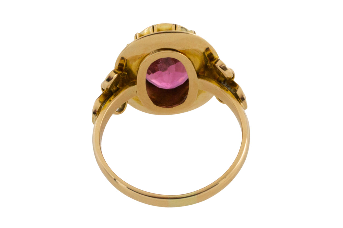 Vintage pink tourmaline ring in 14 carat gold-Vintage Rings-The Antique Ring Shop